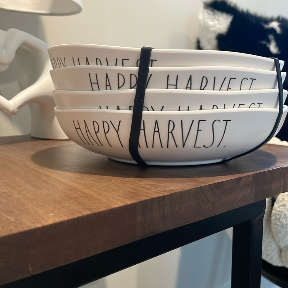Rae Dunn HAPPY HARVEST dinner bowls